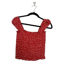 Womens Crop Floral Top Smock Stretchy Rayon Ditsy Fairy Summer Sleeveless S